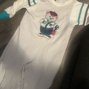 Vintage Buster Brown White and Teal Bear One Piece